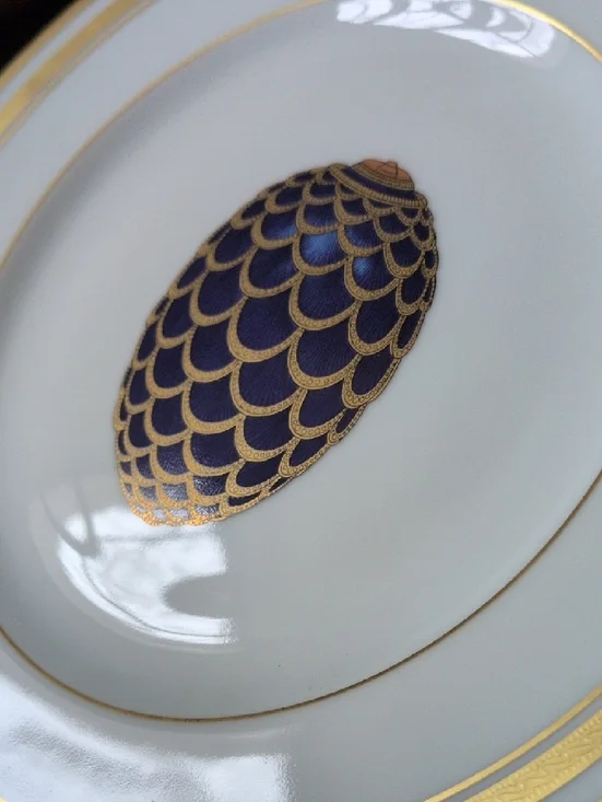 FABERGE I  Limoges French Imperial Egg Collection Pinecone Pattern Salad Plate - Picture 13 of 14